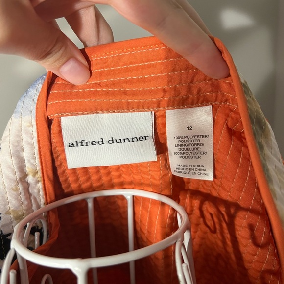 ALFRED DUNNER Quilted Floral Watercolor Open Jacket Mandarin Collar ORANGE 12 - Picture 2 of 3